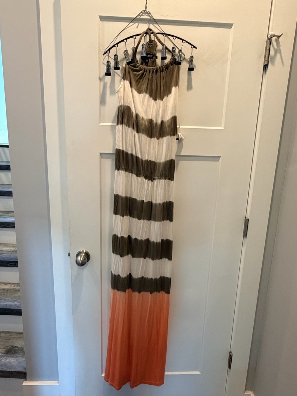 NWT a.n.a. Medium Olive Coral Tie Dye Halter Boho Maxi Dress MSRP $60